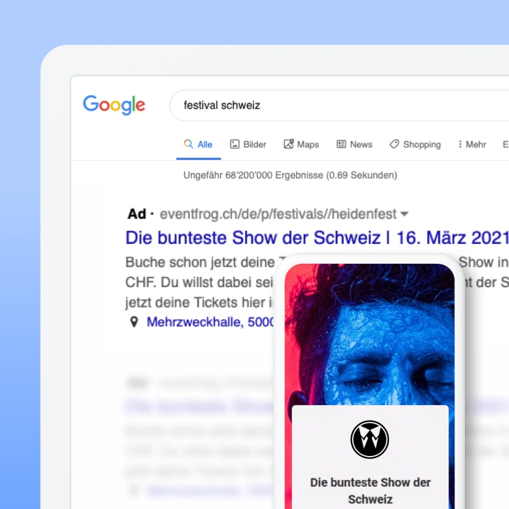 Google Ads Anzeigen als Werbekombi buchen für deine Veranstaltung