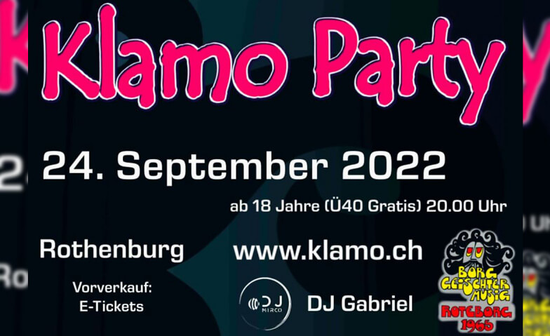 Klamo Party 2022 Chärnshalle, 6023 Rothenburg Tickets