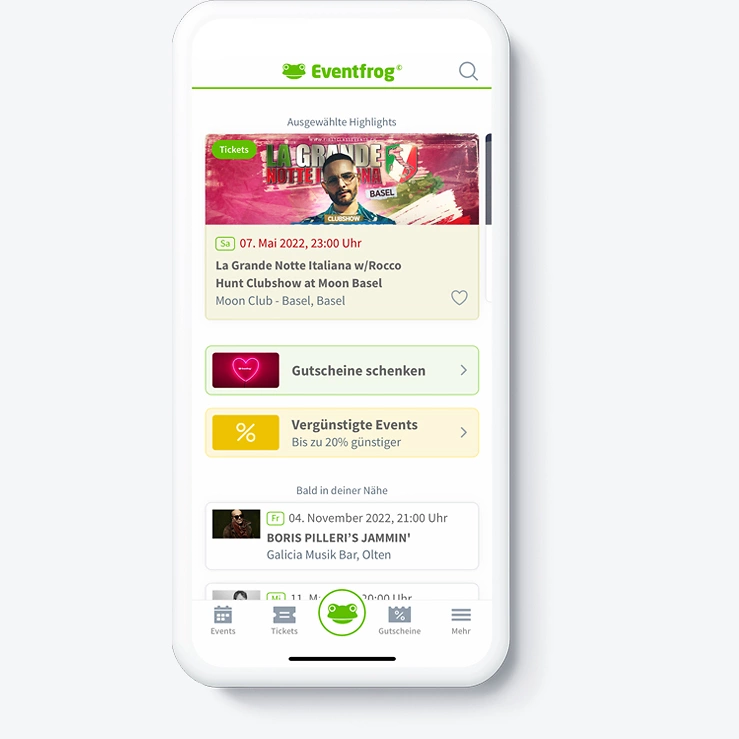 Homescreen Eventfrog App