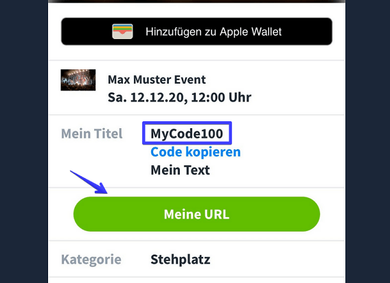 Screenshot Codes auf Tickets XI